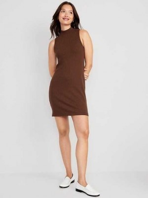 Peignoir Old Navy Sans Manches Mock-Neck Rib-Knit Mini Shift Robe Femme Espresso | 516-JLSBHG