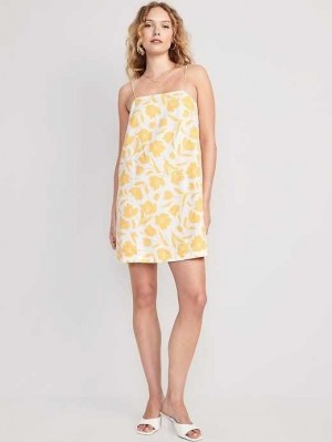 Peignoir Old Navy Sans Manches Square-Neck Mini Robe Femme Jaune | 350-ZOIDGE