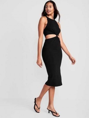 Peignoir Old Navy Sans Manches Twist-Front Midi Robe Femme Blackjack | 459-IPZMGW