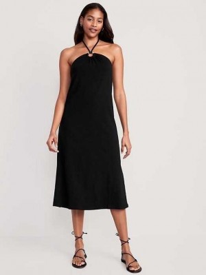 Peignoir Old Navy Slub-Knit Halter Midi Shift Robe Femme Noir | 627-WFLKER