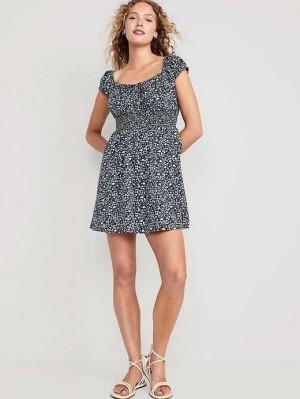 Peignoir Old Navy Taille-Defined Floral Mini Robe Femme Bleu Marine | 684-LBAVFT
