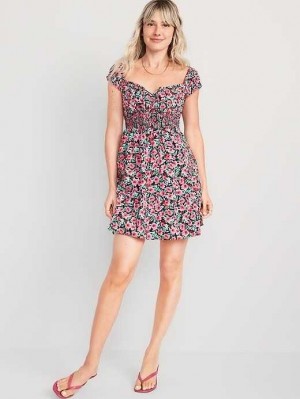 Peignoir Old Navy Taille-Defined Floral Mini Robe Femme Painted Floral | 239-FMEXPY