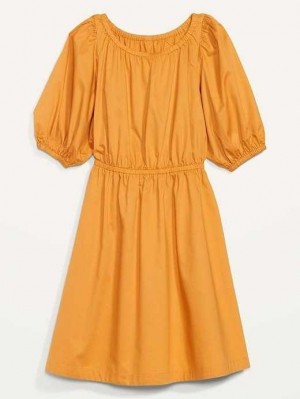 Peignoir Old Navy Taille-Defined Poplin Puff Sleeve Mini Robe Femme Doré | 027-KTQLHP