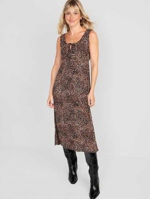 Peignoir Old Navy Taille-Defined Sans Manches Printed Crepe Midi Robe Femme Wild Spots | 329-ULKAXP