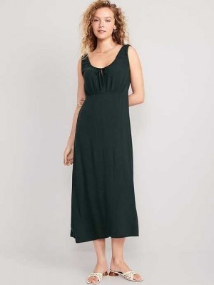 Peignoir Old Navy Taille-Defined Sans Manches Tie-Front Midi Robe Femme Vert Foncé | 980-DHTAJR