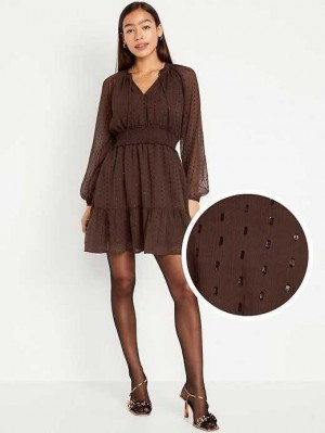 Peignoir Old Navy Taille-Defined Shine Mini Robe Femme Marron | 619-WGUQBN