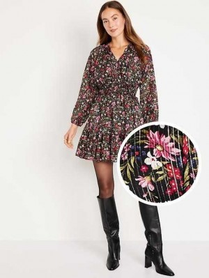 Peignoir Old Navy Taille-Defined Shine Mini Robe Femme Noir | 384-SCXNTQ