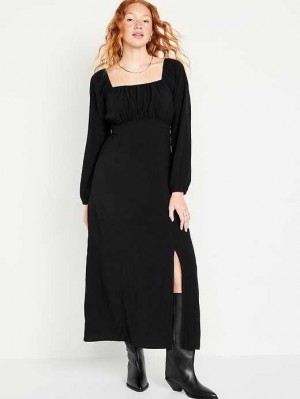 Peignoir Old Navy Taille-Defined Square-Neck Maxi Robe Femme Noir | 251-HOKAIB