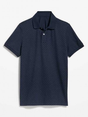 Polos Old Navy Printed Classiche Fit Pique Polo Homme Bleu Marine Blanche | 314-MSFVPD