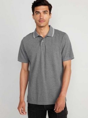 Polos Old Navy Tipped-Collar Classiche Fit Pique Polo Homme Grise | 517-ABPHYI