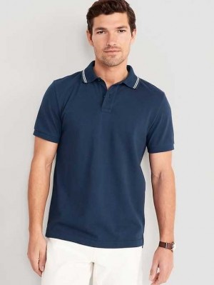 Polos Old Navy Tipped-Collar Classiche Fit Pique Polo Homme Obscure Night | 031-GZBSJE