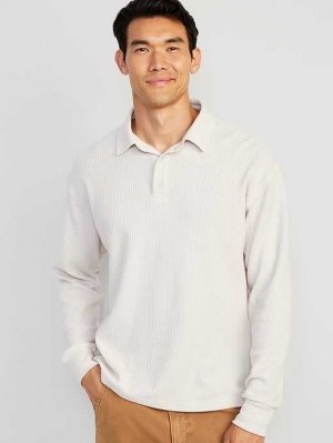 Polos Old Navy Waffle-Knit Polo Pull Homme Beige | 702-LMZJCH