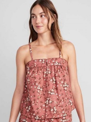 Pyjamas Old Navy Floral Smocked Pajama Cami Swing Top Femme Rouge | 615-TLNVKA