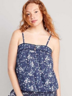 Pyjamas Old Navy Floral Smocked Pajama Cami Swing Top Femme Bleu Marine | 132-ZFCNOM