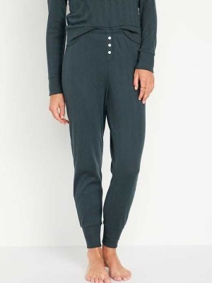 Pyjamas Old Navy High-Waisted Pajama Jogger Pants Femme Vert Foncé | 417-LGJDUS