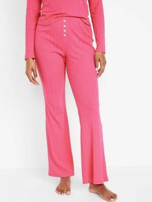 Pyjamas Old Navy High-Waisted Pointelle-Knit Flare Pajama Pants Femme Rose | 289-MTVXDU