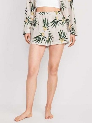 Pyjamas Old Navy High-Waisted Printed Poplin Pajama Shorts Femme Rose | 352-YODCER