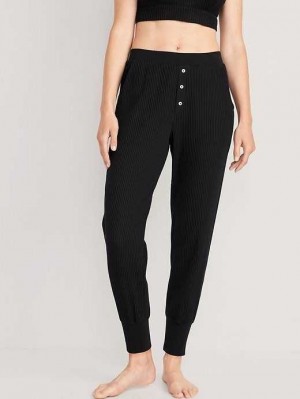 Pyjamas Old Navy High-Waisted Waffle-Knit Pajama Jogger Pants Femme Noir | 054-NDMBZQ