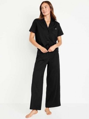 Pyjamas Old Navy Jersey Pajama Set Femme Noir | 613-IBDECN