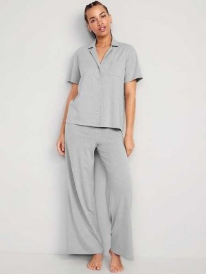 Pyjamas Old Navy Jersey Pajama Set Femme Grise | 018-TVGCBO