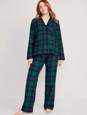 Pyjamas Old Navy Matching Flannel Pajama Set Femme Noir | 712-UGQLRF