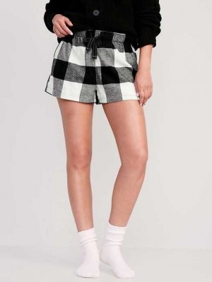 Pyjamas Old Navy Matching Flannel Pajama Shorts Femme Noir | 628-YUSXPD