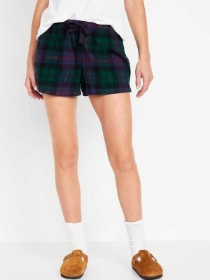 Pyjamas Old Navy Matching Flannel Pajama Shorts Femme Noir | 572-WHGQMJ