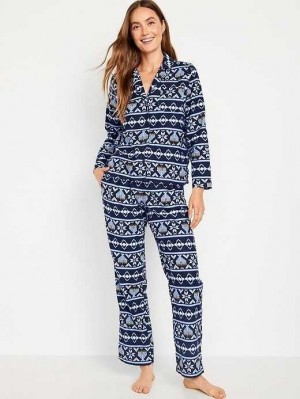 Pyjamas Old Navy Matching Flannel Pajama Set Femme Midnight Menorah | 438-NQVSHE