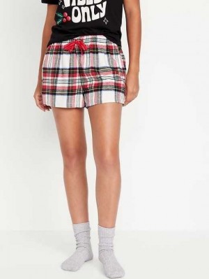 Pyjamas Old Navy Matching Flannel Pajama Shorts Femme Blanche | 321-XVNPLU