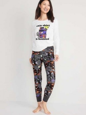 Pyjamas Old Navy Matching Graphique Pajama Set Femme Haunted Houses | 439-FRAOES