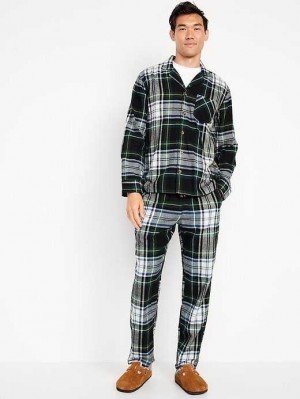 Pyjamas Old Navy Matching Plaid Flannel Pajama Set Homme Vert | 902-XOITKS