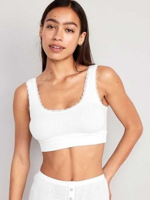 Pyjamas Old Navy Pointelle-Knit Bralette Top Femme Blanche | 802-KBMVOY