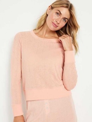 Pyjamas Old Navy Pointelle-Knit Cropped Pajama Top Femme Corail | 809-MUIABV