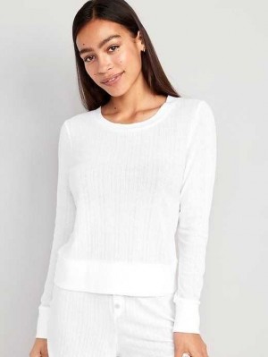 Pyjamas Old Navy Pointelle-Knit Cropped Pajama Top Femme Blanche | 749-BIGXDS
