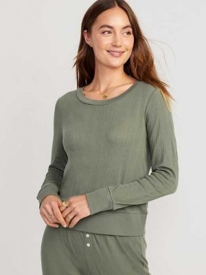 Pyjamas Old Navy Pointelle-Knit Cropped Pajama Top Femme Vert Olive | 867-ZJCENX