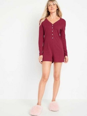 Pyjamas Old Navy Pointelle Henley Pajama Romper Femme Redstone | 680-CJQNXS