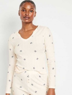 Pyjamas Old Navy Pointelle Knit Pajama Top Femme Blanche Noir | 623-UPNVOT