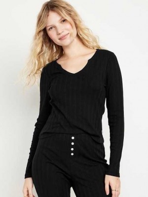 Pyjamas Old Navy Pointelle Knit Pajama Top Femme Noir | 605-YJMPFZ