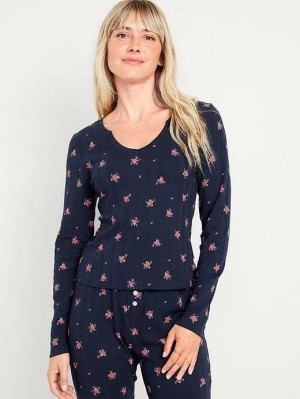 Pyjamas Old Navy Pointelle Knit Pajama Top Femme Bleu Marine | 139-GNKSDI