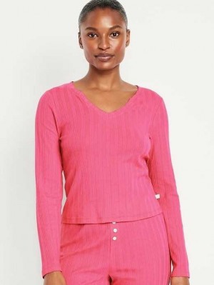 Pyjamas Old Navy Pointelle Knit Pajama Top Femme Rose | 123-OMCZBA