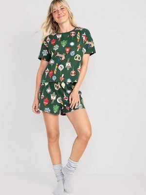 Pyjamas Old Navy Printed Pajama Shorts Set Femme Turquoise | 369-JOELNP