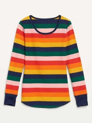 Pyjamas Old Navy Printed Thermal-Knit Long-Sleeve Pajama Top Femme Multicolore | 258-CIQDHK