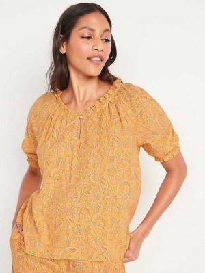 Pyjamas Old Navy Puff-Sleeve Floral Swing Pajama Top Femme Jaune | 178-BKYLMV
