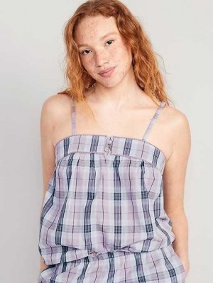 Pyjamas Old Navy Rayé Smocked Pajama Cami Swing Top Femme Violette | 764-UTQBMA