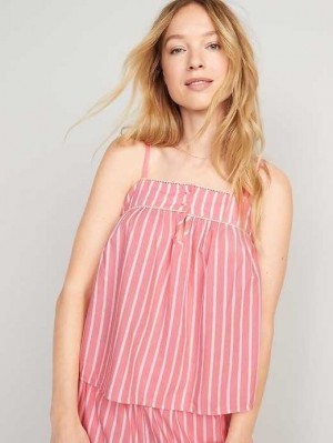 Pyjamas Old Navy Rayé Smocked Pajama Cami Swing Top Femme Rose Stripes | 368-ZIURLY