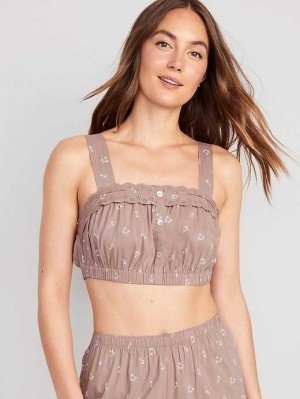 Pyjamas Old Navy Sans Manches Button-Front Bralette Pajama Top Femme Marron | 605-XEGTLQ