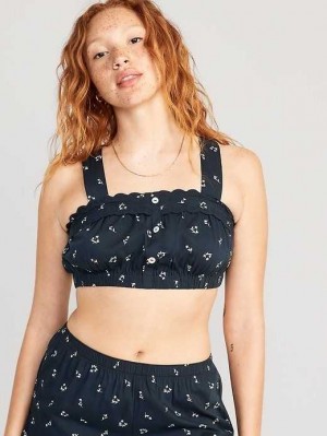 Pyjamas Old Navy Sans Manches Button-Front Bralette Pajama Top Femme Bleu Marine | 563-SWDHVZ