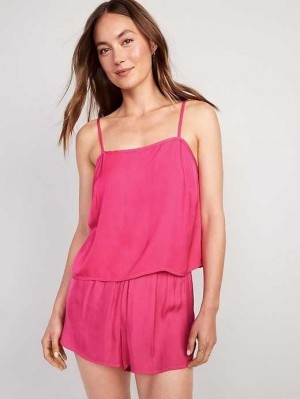 Pyjamas Old Navy Satin Lounge Tank Top and Shorts Set Femme Fleur | 391-YUFLQZ
