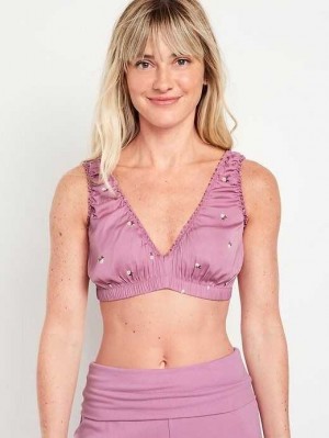 Pyjamas Old Navy Satin V-Neck Bralette Femme Violette | 547-GKMUXN