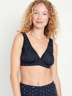 Pyjamas Old Navy Satin V-Neck Bralette Femme Bleu Marine | 421-MLOZGV